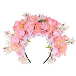 Buntes Blumen-Haarband für Fotografie, realistisches Blumen-Stirnband für Mädchen, Trendmodell, Show, Hochzeit, Party, Schmuck, Blumen-Haarbänder für Frauen, böhmische Blumen-Haarbänder für Frauen, von YUHANGCIYE