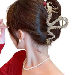Coole dominierende Drachen-Haarspange, funkelnde Strasssteine, festliche Haarklammer für 2024, Neujahr von YUHANGCIYE