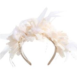 Perlenblume für Hochzeit, Blumenstirnbänder, Braut, Blumen-Haarbänder, Damen, Blumengirlanden, Haarkranz, Perlen-Kostüm, Kopfbedeckung von YUHANGCIYE