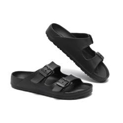 Pantoletten Damen Herren Sommer Bequem Weich Sandalen Schlappen Cozy Slides Original Mules Clogs Orthopädische Hausschuhe Foam Sandale rutschfeste Badelatschen, Schwarz, EU 41-42 von YUHITYGZGS