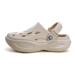 YUHITYGZGS Clogs Gartenschuhe für Damen Herren, Komfort Gartenclogs Leicht Pantoletten Schlappi Badeschlappen Atmungsaktiv Latschen, Arbeitsschuhe für Pflege, Beige, EU 40-41 von YUHITYGZGS