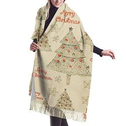 Schal mit Weihnachtsbaum-Muster, weicher Kaschmir-Schal, stilvolle warme Decke, Winterschal, Schwarz, EinheitsgröÃŸe von YUHONGHAO