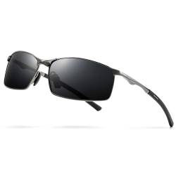 YUHONLNOR Sonnenbrille Herren-Polarisiert Premium Metallrahmen Fahrerbrille Outdoor Vintage Unisex UV400 Fahren Sonnenbrille (Grau) von YUHONLNOR