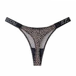 YUHOOE 1Pcs Sexy Frauen Tanga Höschen Kristall Strass Brief Unterwäsche Fitness Gym Damen Strings Damen Strings Low-Rise Hip Lift Tanga Mädchen Push Up Dessous, Leopard, S. von YUHOOE