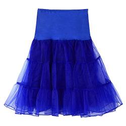 Karneval Kostüm Damen Tüllrock Petticoat Unterrock Reifrock Underskirt für 1950er Rockabilly Kleid Kurz Ballkleid Tanzkleid Damen Vintage A-Linie Tütü Röcke 80er Jahre Party Puffy (Z2-Blue, L) von YUHYtop