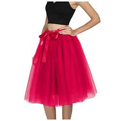 Tüllrock Damen Länge Retro 50er Rockabilly Rock Hohe Taille Tutu Rock Petticoat Unterrock Ballett Blase Petticoat Tuturock Tütü Minirock Reifrock Kleid Tüll Underskirt in Viele von YUHYtop