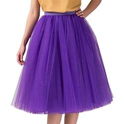 Tüllrock Damen Länge Retro 50er Rockabilly Rock Hohe Taille Tutu Rock Petticoat Unterrock Ballett Blase Petticoat Tuturock Tütü Minirock Reifrock Kleid Tüll Underskirt in Viele von YUHYtop