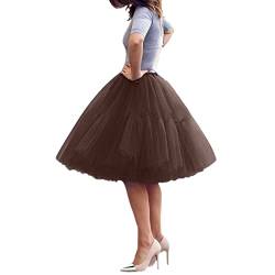 Tüllrock Damen Länge Retro 50er Rockabilly Rock Hohe Taille Tutu Rock Petticoat Unterrock Ballett Blase Petticoat Tuturock Tütü Minirock Reifrock Kleid Tüll Underskirt in Viele von YUHYtop