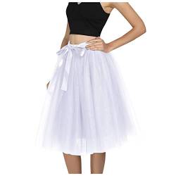 Tüllrock Damen Länge Retro 50er Rockabilly Rock Hohe Taille Tutu Rock Petticoat Unterrock Ballett Blase Petticoat Tuturock Tütü Minirock Reifrock Kleid Tüll Underskirt in Viele von YUHYtop