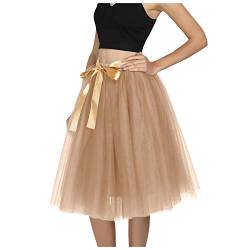 Tüllrock Damen Länge Retro 50er Rockabilly Rock Hohe Taille Tutu Rock Petticoat Unterrock Ballett Blase Petticoat Tuturock Tütü Minirock Reifrock Kleid Tüll Underskirt in Viele von YUHYtop