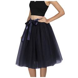 Tüllrock Damen Länge Retro 50er Rockabilly Rock Hohe Taille Tutu Rock Petticoat Unterrock Ballett Blase Petticoat Tuturock Tütü Minirock Reifrock Kleid Tüll Underskirt in Viele von YUHYtop