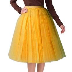 Tüllrock Damen Länge Retro 50er Rockabilly Rock Hohe Taille Tutu Rock Petticoat Unterrock Ballett Blase Petticoat Tuturock Tütü Minirock Reifrock Kleid Tüll Underskirt in Viele von YUHYtop