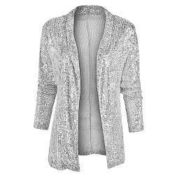 YUHYtop Damen Pailletten Cardigan Jacke Langarm Glitzer Bomberjacke Party Club Jacke Pailletten-Blazer Damen Elegant Tailliert Anzugjacke Glitzer Tops Kurz Oberteile Blazer Glitzer Outfits Clubwear von YUHYtop