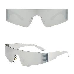 YUIOOISH Futuristische Y2K Wrap Around Sonnenbrille, Trendige Randlose Brille für Frauen Männer Rave Party, A02 von YUIOOISH