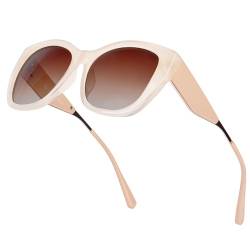 YUKANG Sonnenbrille Damen, Classic Vintage Sonnenbrille, Vintage Sonnenbrille mit UV400 Schutz Braun von YUKANG