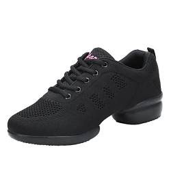 Damen Tanzschuhe Jazz Tanzsneaker Leicht Atmungsaktiv Sportschuhe Tanzen Fitness Yoga Schwarz 37 von YUKTOPA