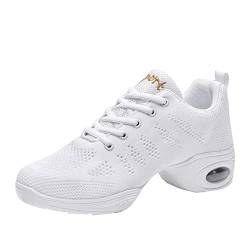 Tanzschuhe Damen Lace Up Mesh Tanzsneaker Damen Geteilte Sohle Luftkissen Modern Jazzschuhe Dance Training Sneaker Gr.35-42 von YUKTOPA