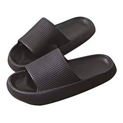 Badelatschen Herren Unisex Gummi Schlappen Plattform Rutschfest Wolkenslipper Cloud Original Gartenschuhe Slide Weiche Pantoletten Ultraleicht Open Toe Sandalen Flip Flops Schwarz Zuhause von YULONGESS