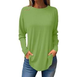 Damen Langarmshirt, Rundhals Stretch Pullover, Elegant Langarm Oberteile, Basic Slim Fit Shirt Langarmshirt, Casual Bluse Tops, Einfarbig Longshirt, Oberteile Tunika von YULONGESS