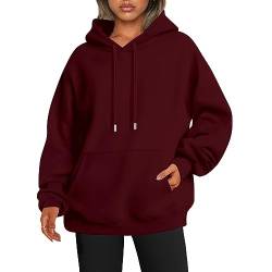 Damen Oversized Hoodie,Wärmer Outdoor Jacke Kapuze Solid Sweatshirt Hoody Oberteile Sportjacke Sweatjacke Langarm Lose Kapuzenjacke Vintage Oversize Pullover Vintage Sportjacke von YULONGESS