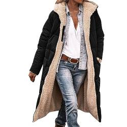 Damen Winterjacken, Reversibel Lange Ärmel Fleecejacke, Pufferjacken mit Kapuze, Gefüttert Fleece Daunenjacke, Mäntel Frauen, Einfarbig Wanderjacke, Outdoorjacke Steppjacke Baumwolljacke Wintermantel von YULONGESS