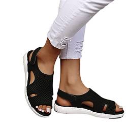 Orthopedische Damen,Sandalen Breite Füße,Bequeme Flach Sandals Schuhe,Elegant Sandaletten,Sommer Barfuss Sandalette,Schwarze Treckingsandalen,Sport Sandalen,Sport Strick Sandaletten,Sommerschuhe von YULONGESS