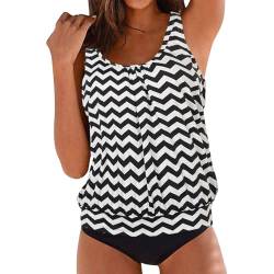 Tankini Damen, Bauchweg Zweiteilig Badeanzug, Push up Bademoden, Plus Größe Tankini Set, Tankini Oberteil mit Badeshorts, Elegant Sommer Badeanzüge, Strand Schwimmanzug, Bikini Tank Top und Shorts von YULONGESS