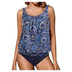 Tankini Damen, Bauchweg Zweiteilig Badeanzug, Push up Bademoden, Plus Größe Tankini Set, Tankini Oberteil mit Badeshorts, Elegant Sommer Badeanzüge, Strand Schwimmanzug, Bikini Tank Top und Shorts von YULONGESS