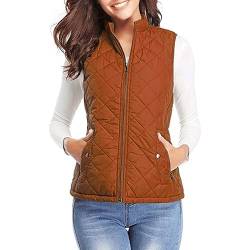 YULONGESS Damen Weste,Årmellos Jacke Gesteppte Mantel Winter Reißverschluss Mantel Stehkragen Steppweste Winterjacke Steppjacke Übergangsjacke Casual Gilet Daunenweste Elegante Weste von YULONGESS