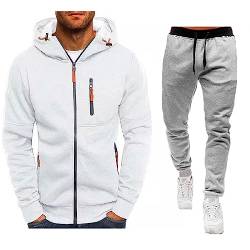 YULONGESS Herren Jogginganzug Zweiteiler Freizeitanzug mit Reißverschluss Sportbekleidung Kordelzug Casual Winter Sweatshirt Jacken Sets Jogging-Hose Kapuzenpullover Trainingsanzug Sweatjacke von YULONGESS