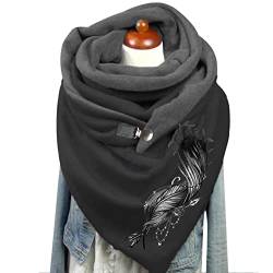 YULONGESS Schlauchschal-Damen, Button Knopf-Dreiecksschal, Karo Tartan Streifen Scarf, Wärmende Poncho, Weich Und Kuschelig Winterschal, Klassischer Schal, Groß Knitwear Schal, Geschenk Für Frauen von YULONGESS