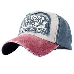 YULOONG Classic Baseball Cap 100% Baumwolle Vintage Washed Denim Dad Hat Verstellbare Größe für Männer Frauen Unisex (Rot A) von YULOONG