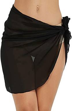 YULOONG Damen Strand Wrap Röcke Kurze Fransen Schürze Sarong Chiffon Bademode Cover Ups Sexy Bikini Wrap von YULOONG