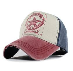 YULOONG Vintage Baseball Cap Washed Denim Trucker Hut Mode Pentagramm Sternmuster Outdoor Sonnenhut 100% Baumwolle Unisex C von YULOONG