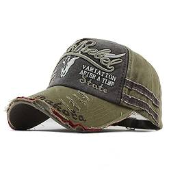 YULOONG Vintage Baumwolle Baseball Cap Fashion Washed Denim Retro Ausgefranste Kante Sonnenhut Bestickter Trucker Hut Klassische Sport Casual Cap Einstellbare Größe für Männer Frauen (A-Khaki) von YULOONG