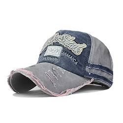 YULOONG Vintage Baumwolle Baseball Cap Fashion Washed Denim Retro Ausgefranste Kante Sonnenhut Bestickter Trucker Hut Klassische Sport Casual Cap Einstellbare Größe für Männer Frauen (B-Marine B) von YULOONG