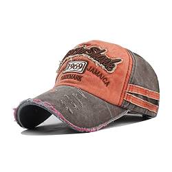 YULOONG Vintage Baumwolle Baseball Cap Fashion Washed Denim Retro Ausgefranste Kante Sonnenhut Bestickter Trucker Hut Klassische Sport Casual Cap Einstellbare Größe für Männer Frauen (B-Orange) von YULOONG