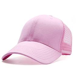 YULOONG Womens Baseball Cap Half Mesh Messy Bun Pferdeschwanz Vintage Denim Ponycaps Verstellbare Baumwolle Sommer Sonnenhut Polo-Stil Klassische Sport Lässige Schirmmütze (A-Rosa) von YULOONG