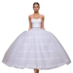 Damen 6 Reifrock Krinoline Petticoat Puffy bodenlang halb schlüpft für Frauen Full Gown Hochzeit Brautkleid Tüll Unterrock (DE/NL/SE/PL, Alphanumerisch, Einheitsgröße, Regular, Regular, weiß) von YULUOSHA