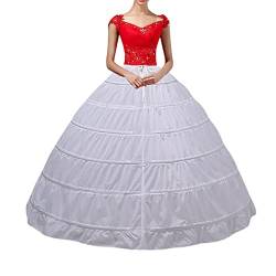 Damen Lang Reifrock Hochzeit 6 Hoop Unterrock Crinoline Petticoat Fuer Abendkleider,Weiße, waist:66-109cm length:100cm von YULUOSHA