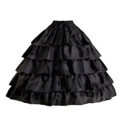 YULUOSHA Damen Reifrock Petticoat Unterrock Petticoat Krinoline Lang 4 Ring 5 Flouncing für Hochzeit Party (Schwarz) von YULUOSHA