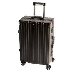 YUMIONB Koffer Aluminiumrahmen-Koffer, Damen-Trolley, Boarding-Koffer, Licht-Sound-Lenkrad, Passwort, Zollschloss-Koffer Suitcase (Color : Black, Size : A) von YUMIONB