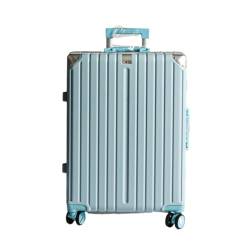 YUMIONB Koffer Aluminiumrahmen-Koffer, Damen-Trolley, Boarding-Koffer, Licht-Sound-Lenkrad, Passwort, Zollschloss-Koffer Suitcase (Color : Blue, Size : A) von YUMIONB