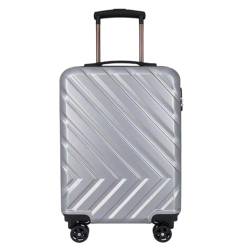 YUMIONB Koffer Aluminiumrahmen-Koffer, Damen-Trolley, Boarding-Koffer, Licht-Sound-Lenkrad, Passwort, Zollschloss-Koffer Suitcase (Color : Silver, Size : 20) von YUMIONB