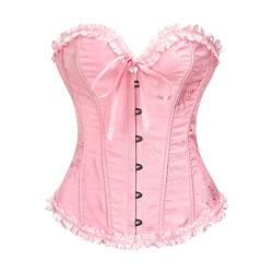 YUNAR Damen Schönes Blumenmuster Schnürschuh Knochen Überbrust Korsett Bustier Dessous Bodyshaper Top, rose, Small von YUNAR