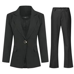 YUNCLOS Damen Anzughosen Set Business Slim Hosenanzüge Office Lässig Outfit Slim Blazer Lange Ärmel Elegant Zweiteiler von YUNCLOS