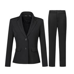 YUNCLOS Damenanzug-Set, formell, zweiteilig, für Büro, Arbeit, Blazer, Jacke, Hose, Schwarz, X-Groß von YUNCLOS