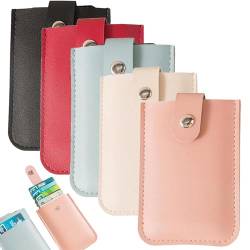 YUNCUIMU Pull-Out Card Organizer, Cardcarie Personalized Stackable Pull-Out Card Holder, Snap Closure Leather Organizer Pouch (5 Pcs) von YUNCUIMU