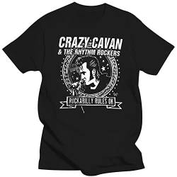 Popular Crazy Cavan Concer Mens Black T-Shirt Rockabilly Style Cloth for Male Vintage Ropa Hombre Mens Clothing Black XL von YUNDONG