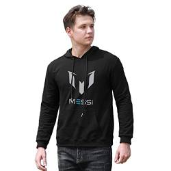 YUNDONG Men's Football Player Messi Logo Printed Hoodies Long Sleeve Pullover Loose Hoody Sweatershirt Black M von YUNDONG